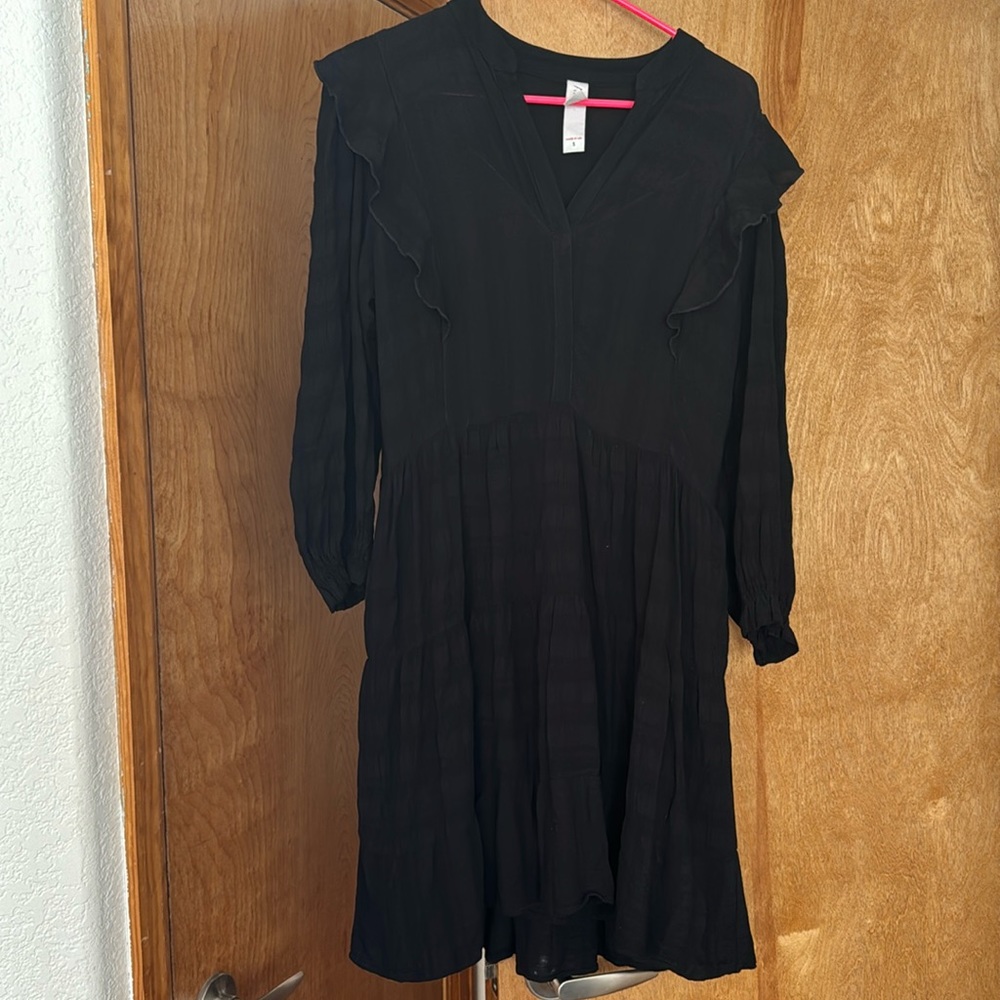 Black ruffle mini dress